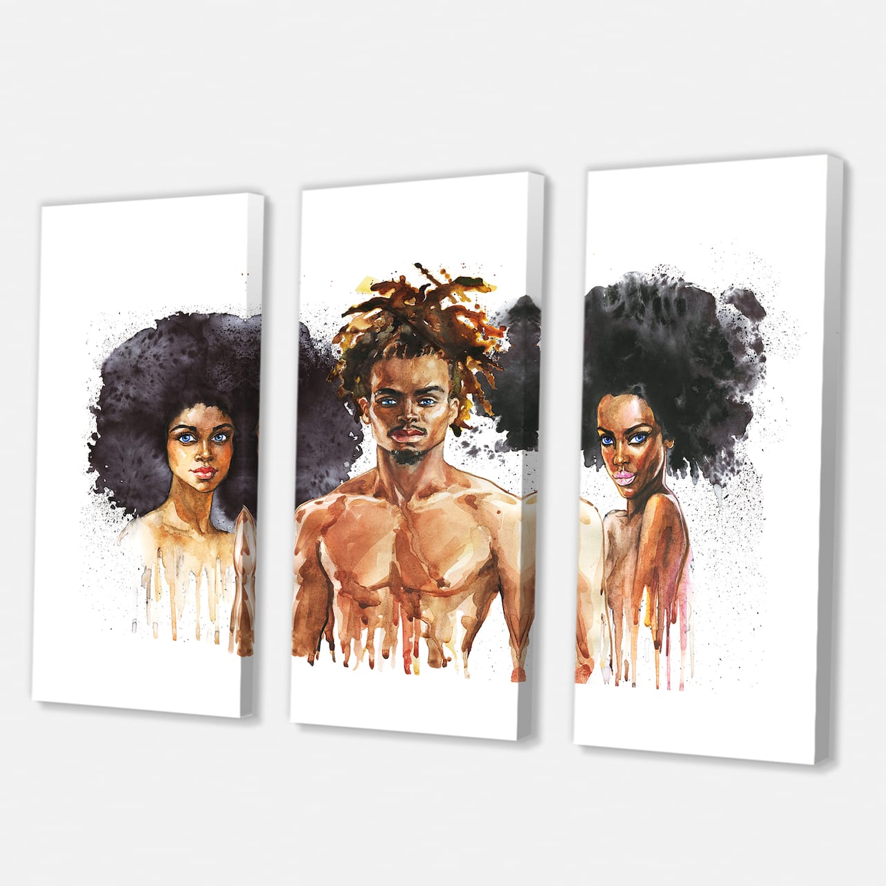 Designart - African American Fashion Portraits - Glam Canvas Wall Art Print